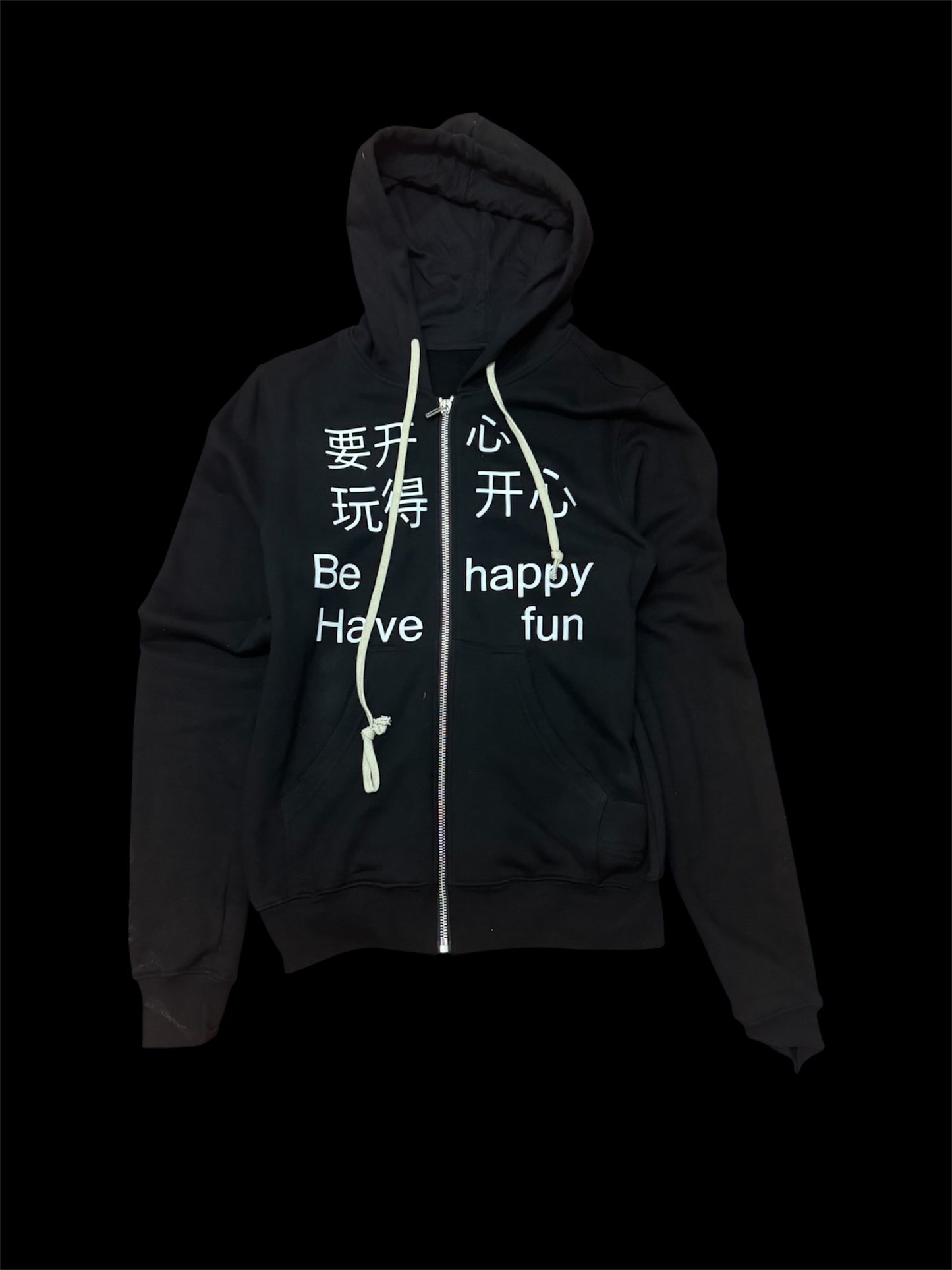be happy have fun zip up