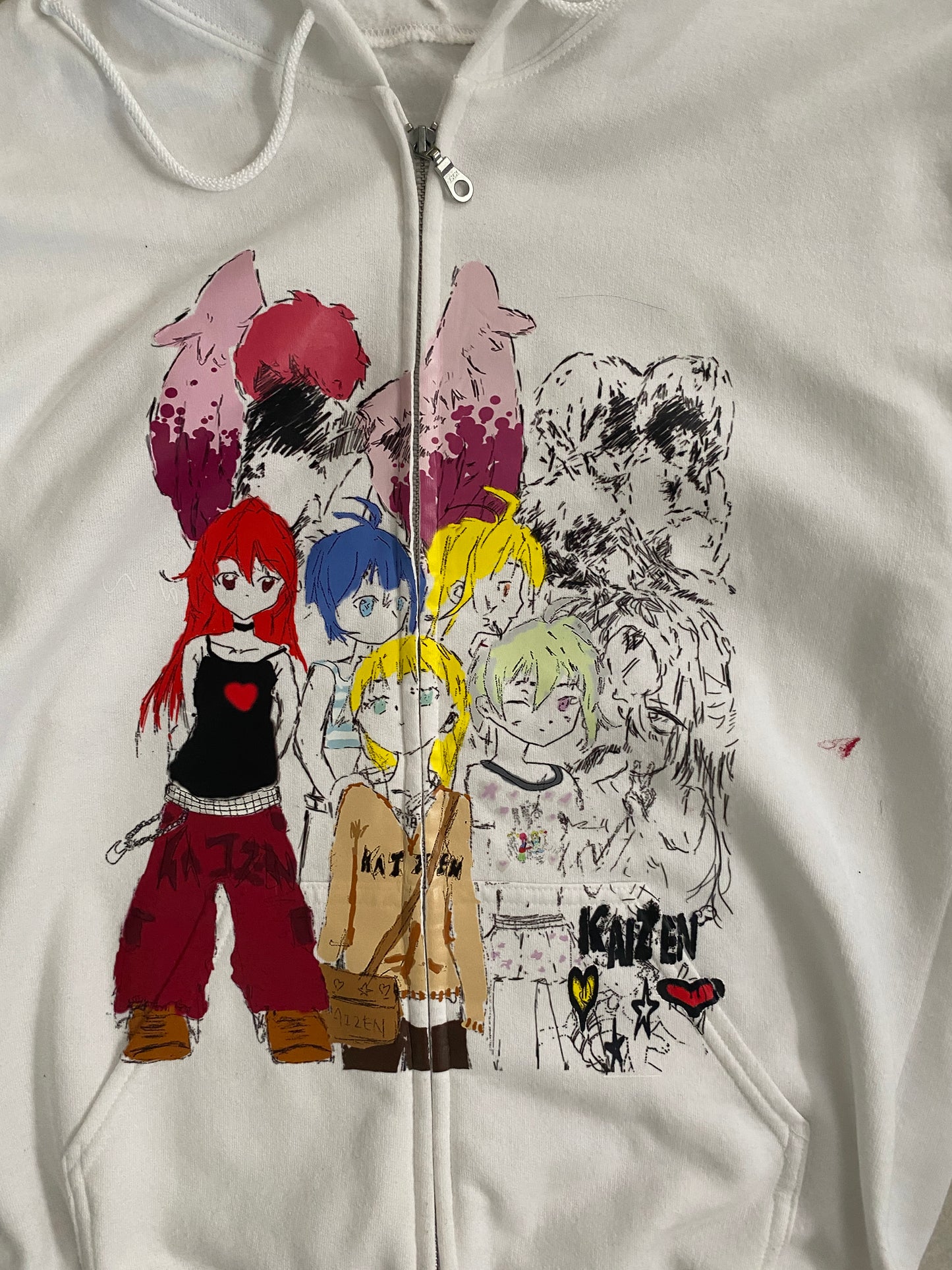 handdrawn zip up