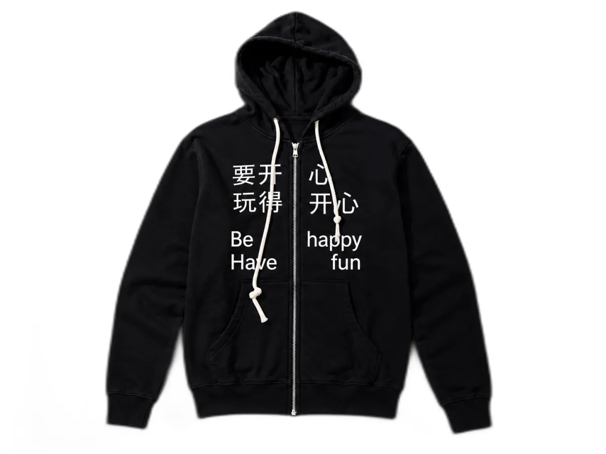 be happy have fun zip up